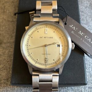 JA McCabe Silver Watch with Cream Dial